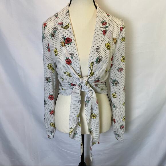 Nasty‎ Gal Collection Tied To You Floral Shirt Women’s Small Polka Dot Blouse - Picture 4 of 15